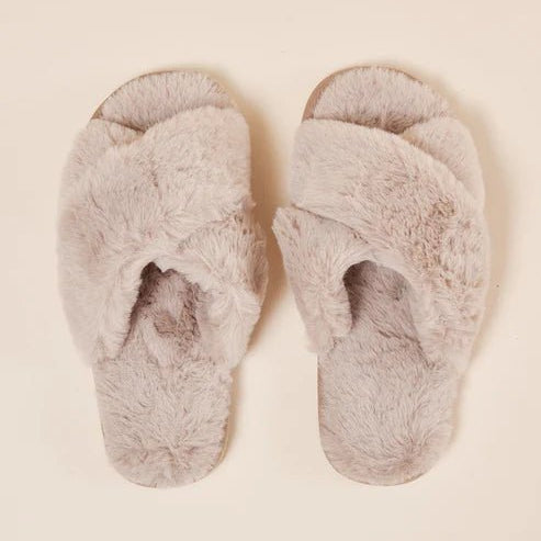 Milan Plush Slippers Taupe Beige - Pure Apotheca