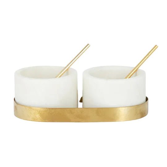 Mina Marble Set of 2 Bowls with Tray - Pure Apotheca