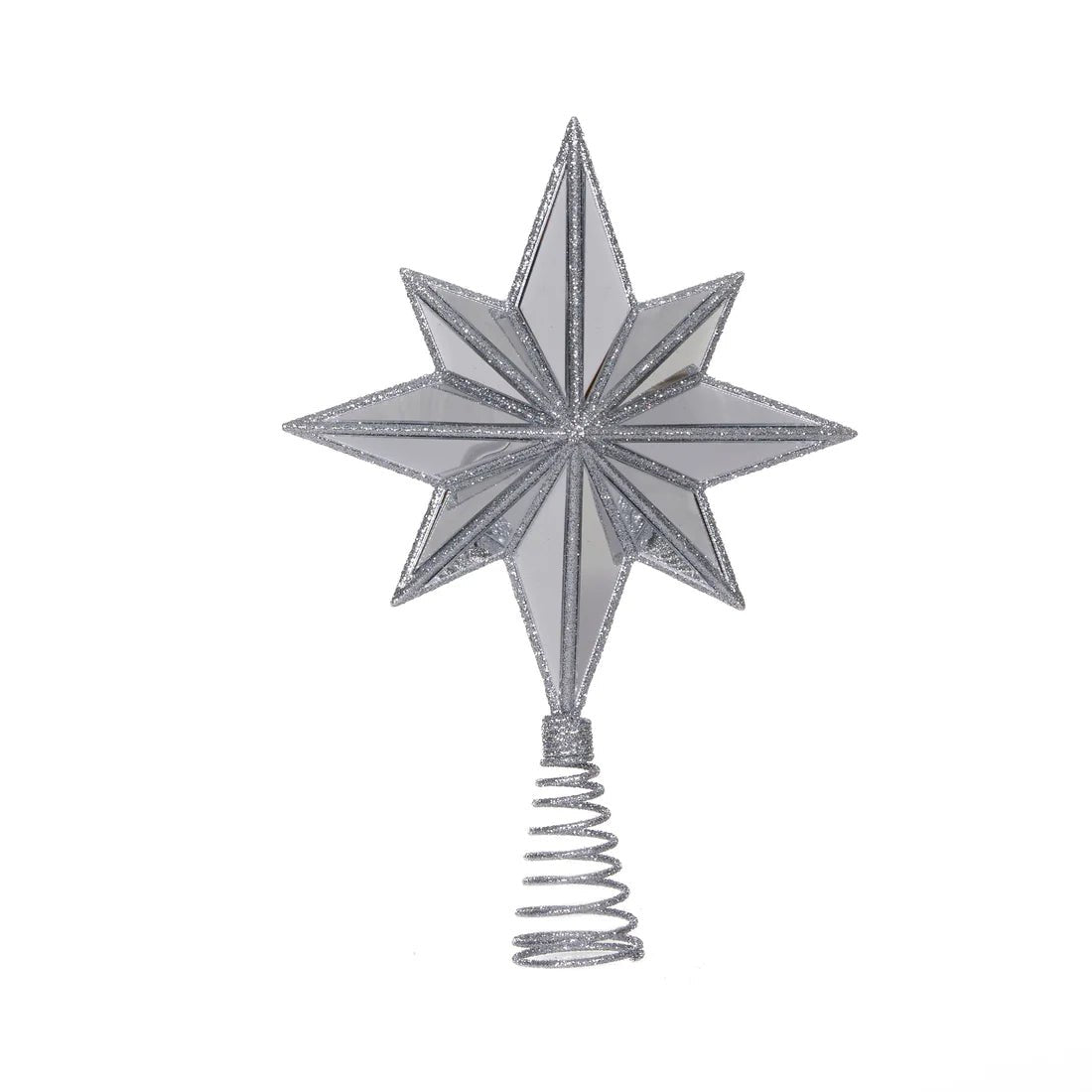 MINI 9 POINT MIRRORED TREE TOPPER STAR SILVER - Pure Apotheca