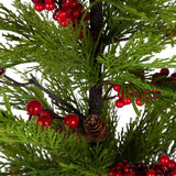 Mini Pine Tree Red Berries with Tin Pot - Pure Apotheca