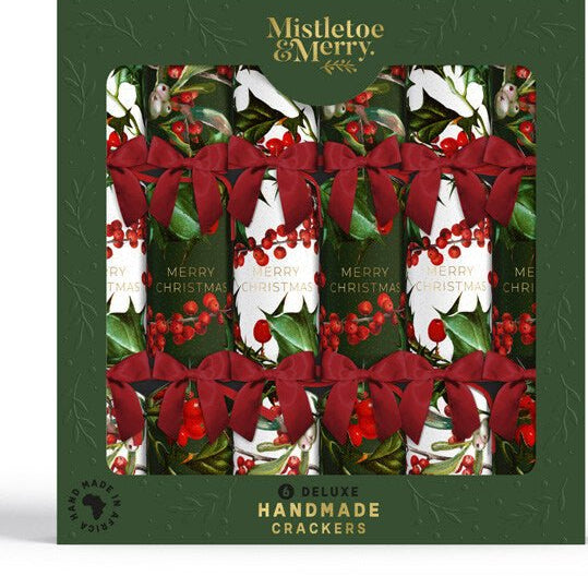 Mistletoe & Merry Deluxe Holly & Berry Christmas Crackers 6pk - Pure Apotheca