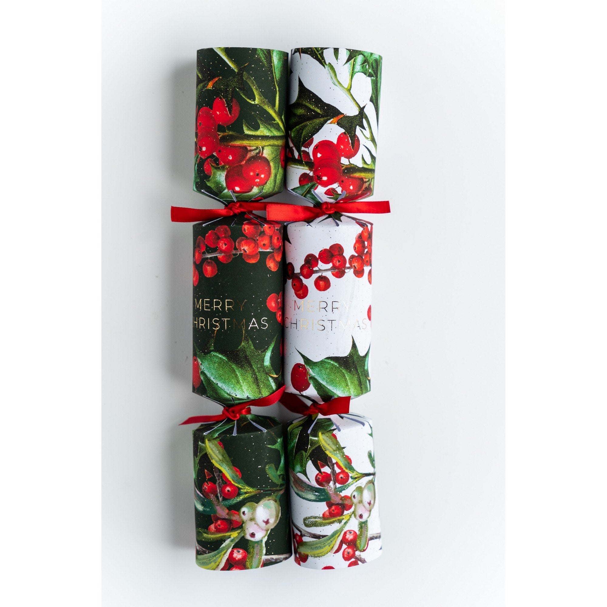 Mistletoe & Merry Festive Holly and Berry Sprigs Christmas Crackers 12pk - Pure Apotheca