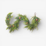Mixed Pine Garland Brown Velvet Bows and Bells - Pure Apotheca