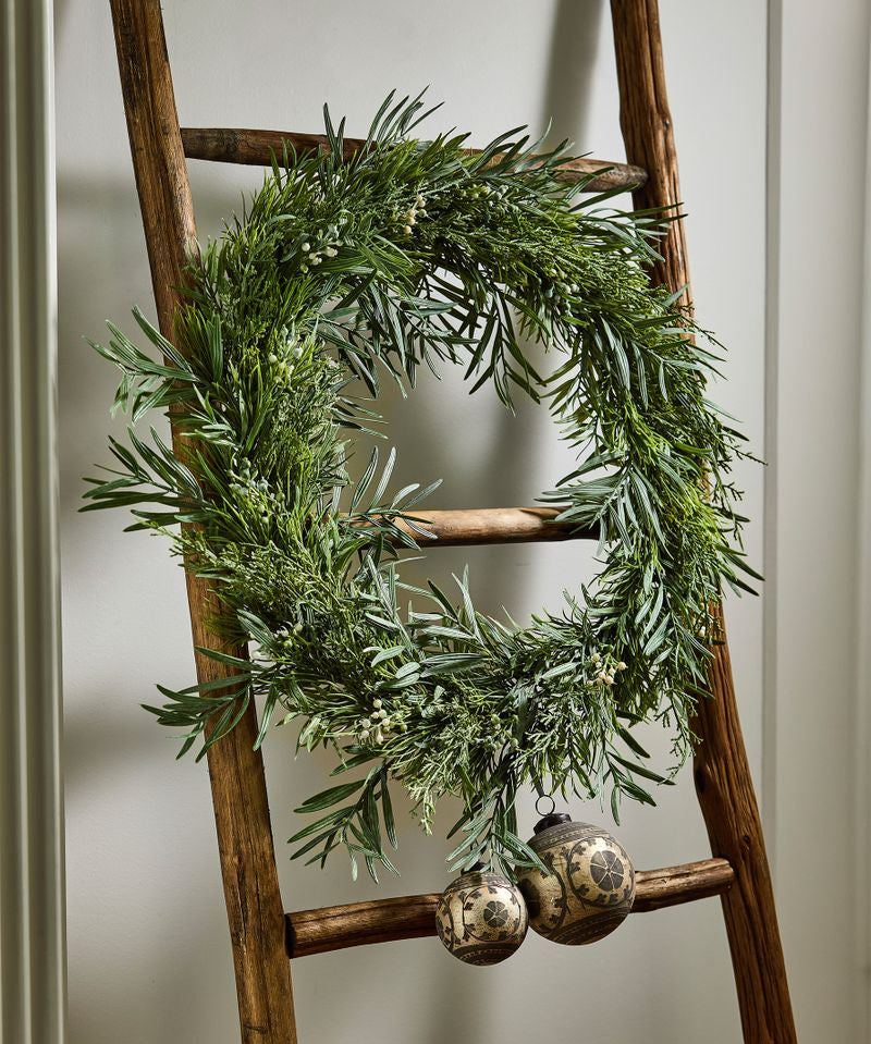 Mixed Silver Green Wreath 60cm - Pure Apotheca