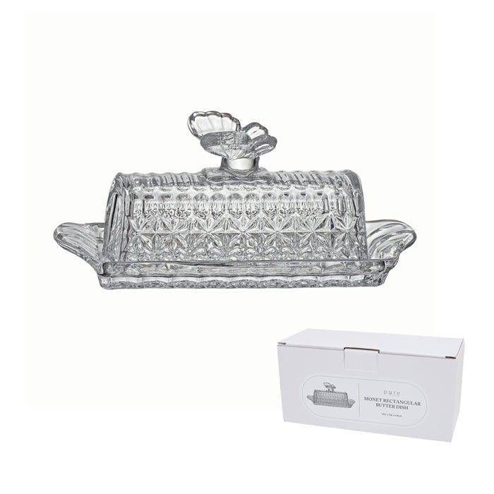 MONET GLASS BUTTER DISH RECTANGLE - Pure Apotheca
