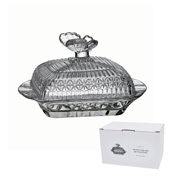 MONET GLASS BUTTER DISH SQUARE - Pure Apotheca