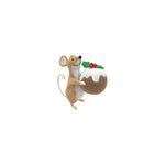 Mouse Holding Christmas Pudding Felt Figurine - Pure Apotheca