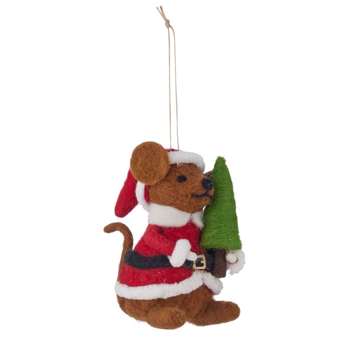 Mouse with Christmas Tree Felt Ornament - Pure Apotheca