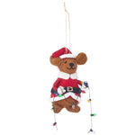 Mouse with Xmas Lights Felt 13cm - Pure Apotheca