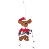 Mouse with Xmas Lights Felt 13cm - Pure Apotheca