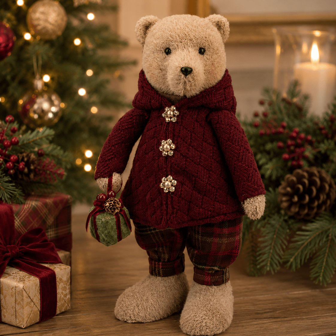 Mr Ralph Tartan Christmas Bear 45cm - Pure Apotheca