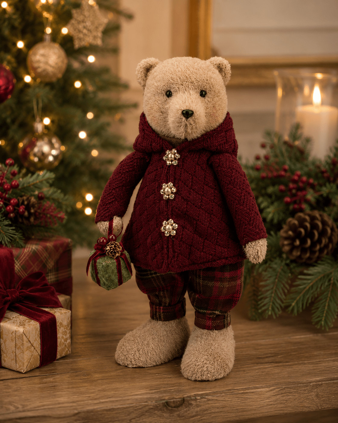 Mr Ralph Tartan Christmas Bear 45cm - Pure Apotheca