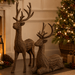 Natural Faux Rattan Standing Deer 43cm - Pure Apotheca