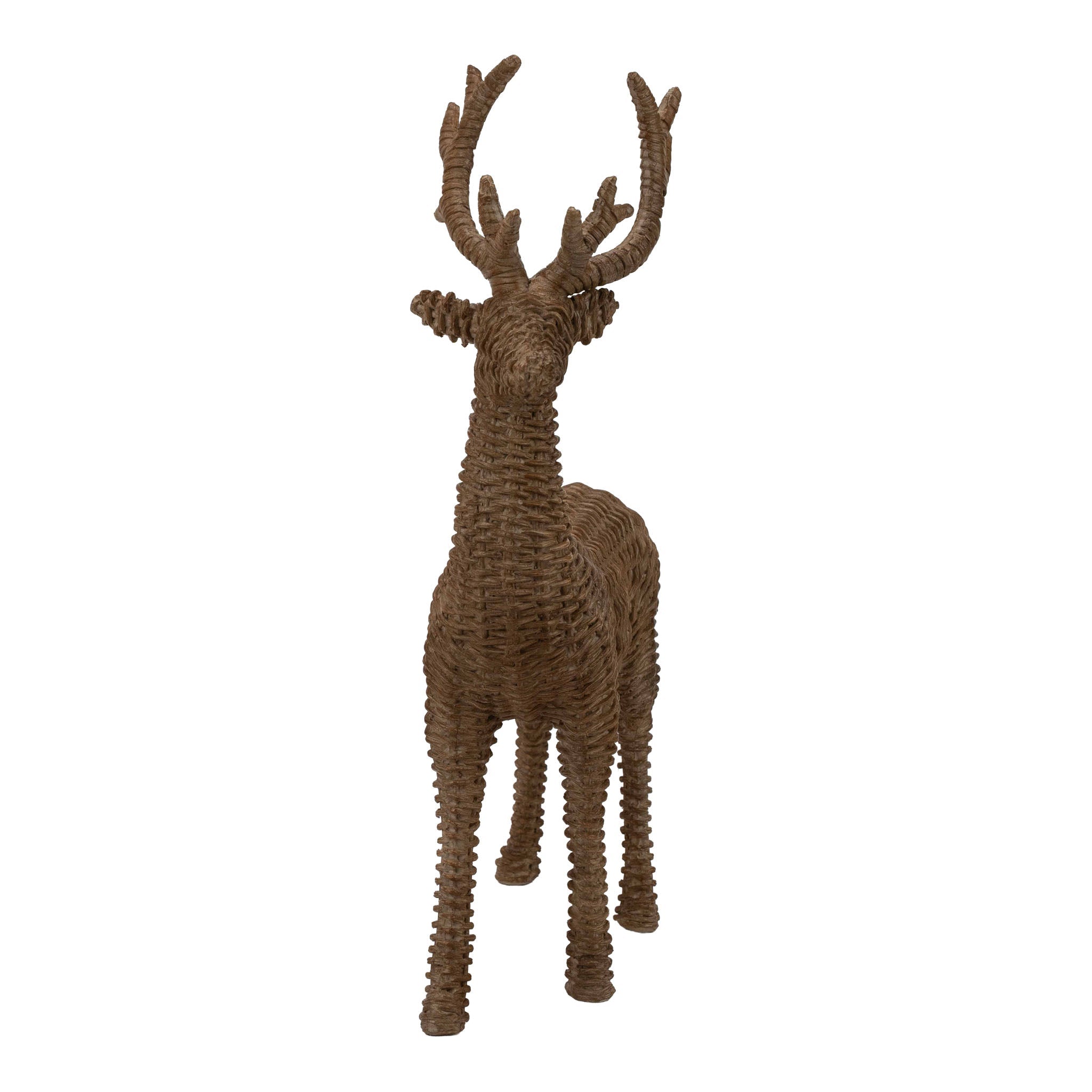 Natural Faux Rattan Standing Deer 43cm - Pure Apotheca