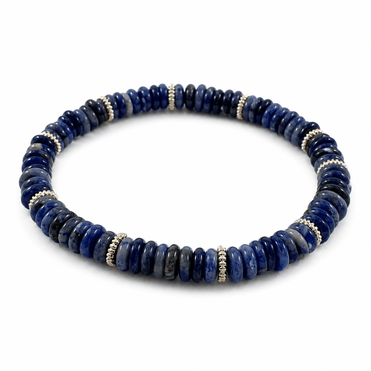 Navy Soladite Stone Gold Disc Bracelet - Pure Apotheca