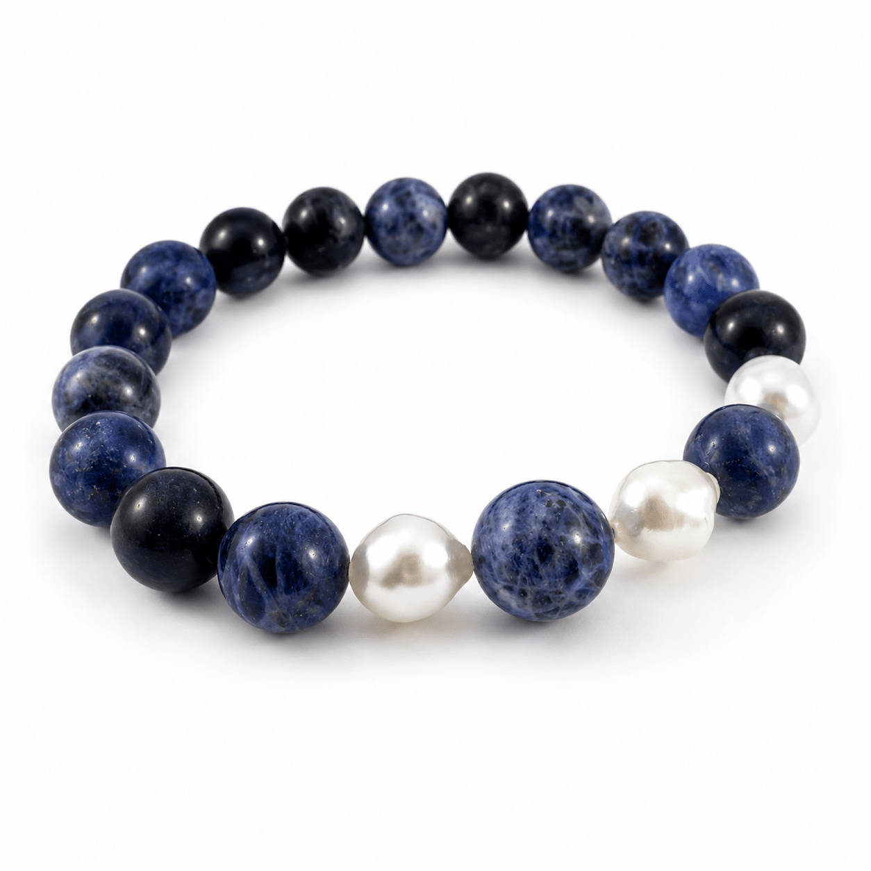 Navy Stone Pearl Bracelet - Pure Apotheca