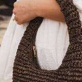 Nellie Shoulder Bag - Chocolate Raffia - Pure Apotheca