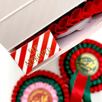 Nice List Member Christmas Rosette Badge Pink/Red - Pure Apotheca