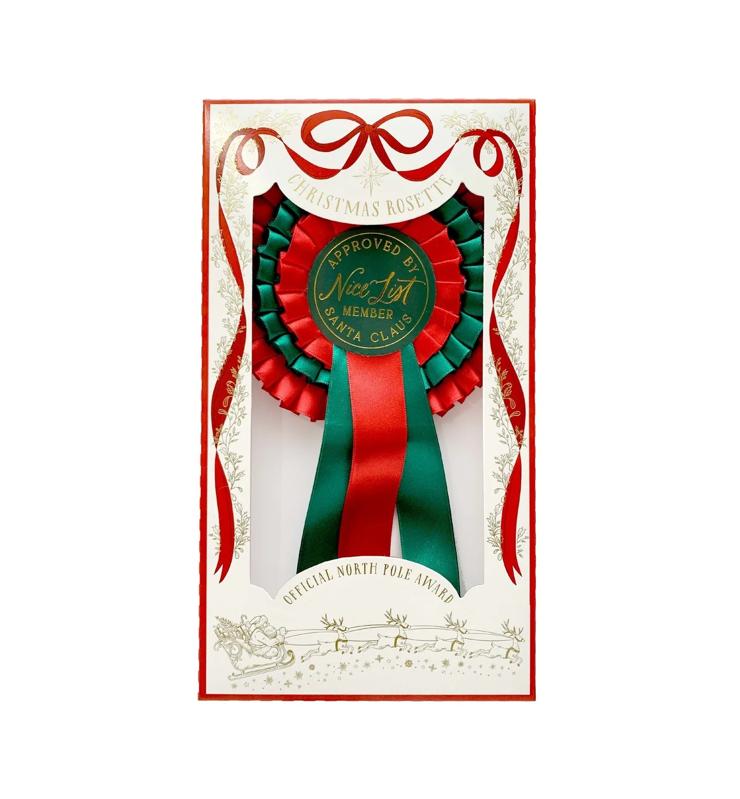 Nice List Member Christmas Rosette Badge Red/Green - Pure Apotheca