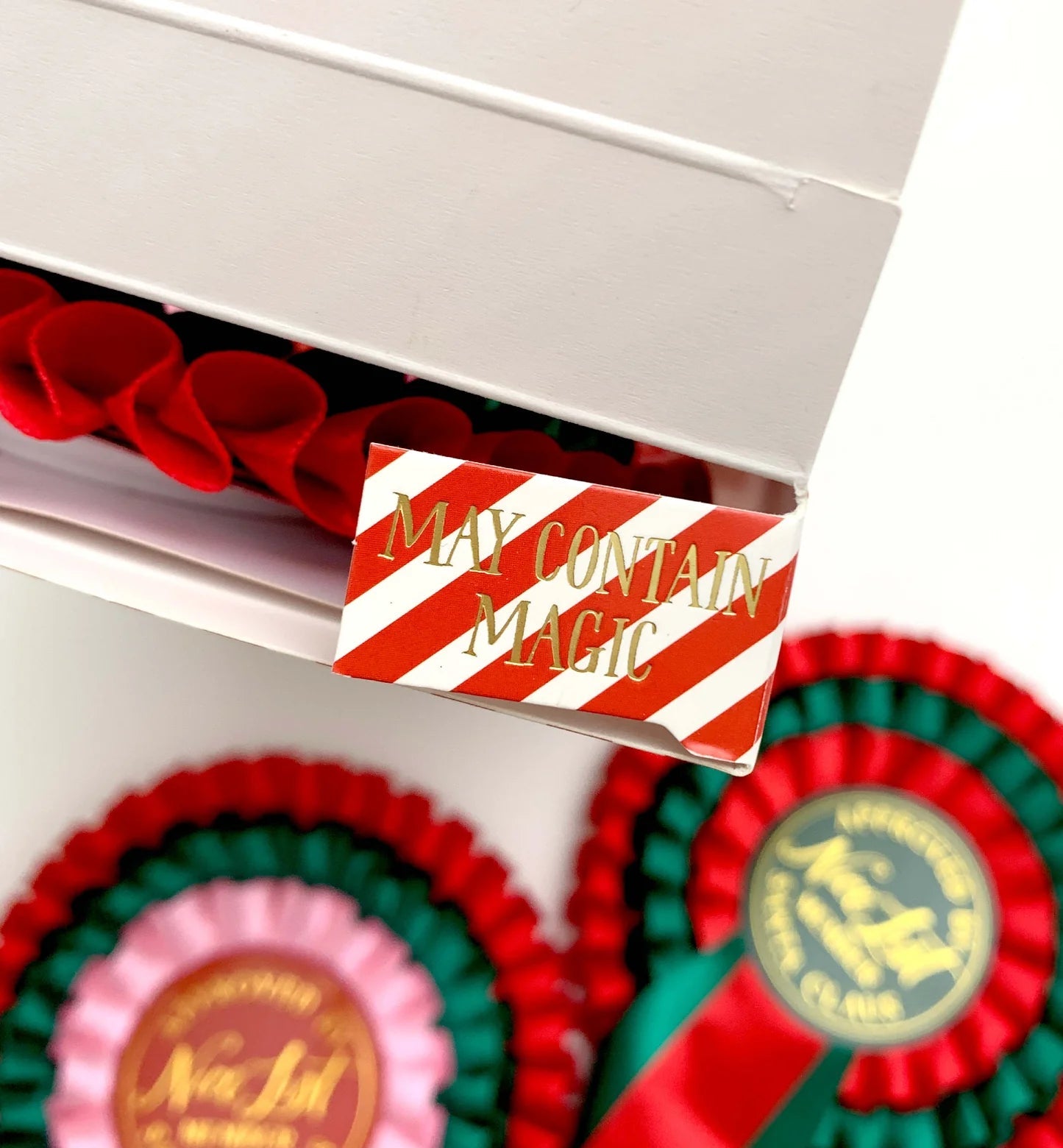 Nice List Member Christmas Rosette Badge Red/Green - Pure Apotheca