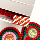 Nice List Member Christmas Rosette Badge Red/Green - Pure Apotheca