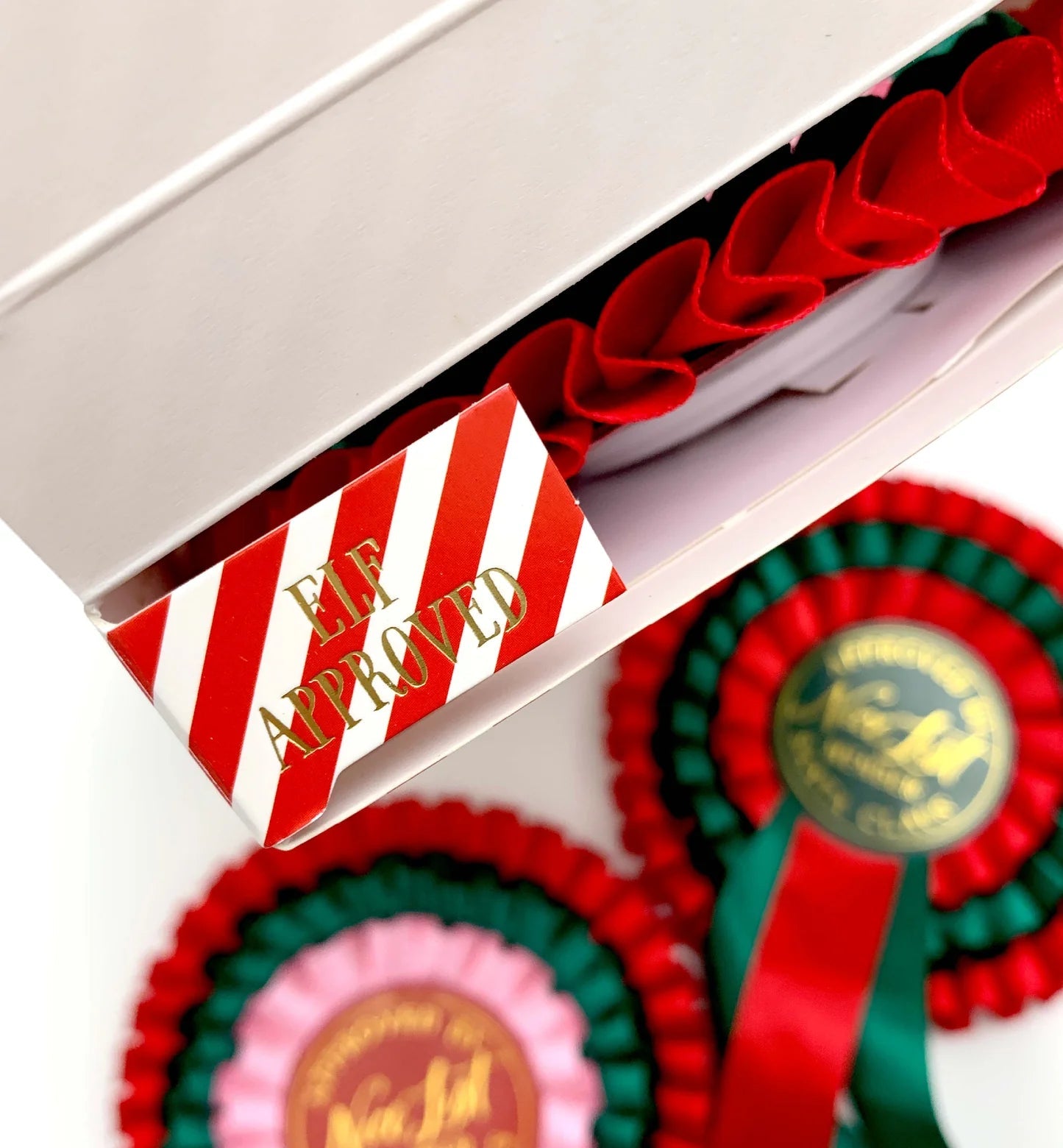 Nice List Member Christmas Rosette Badge Red/Green - Pure Apotheca