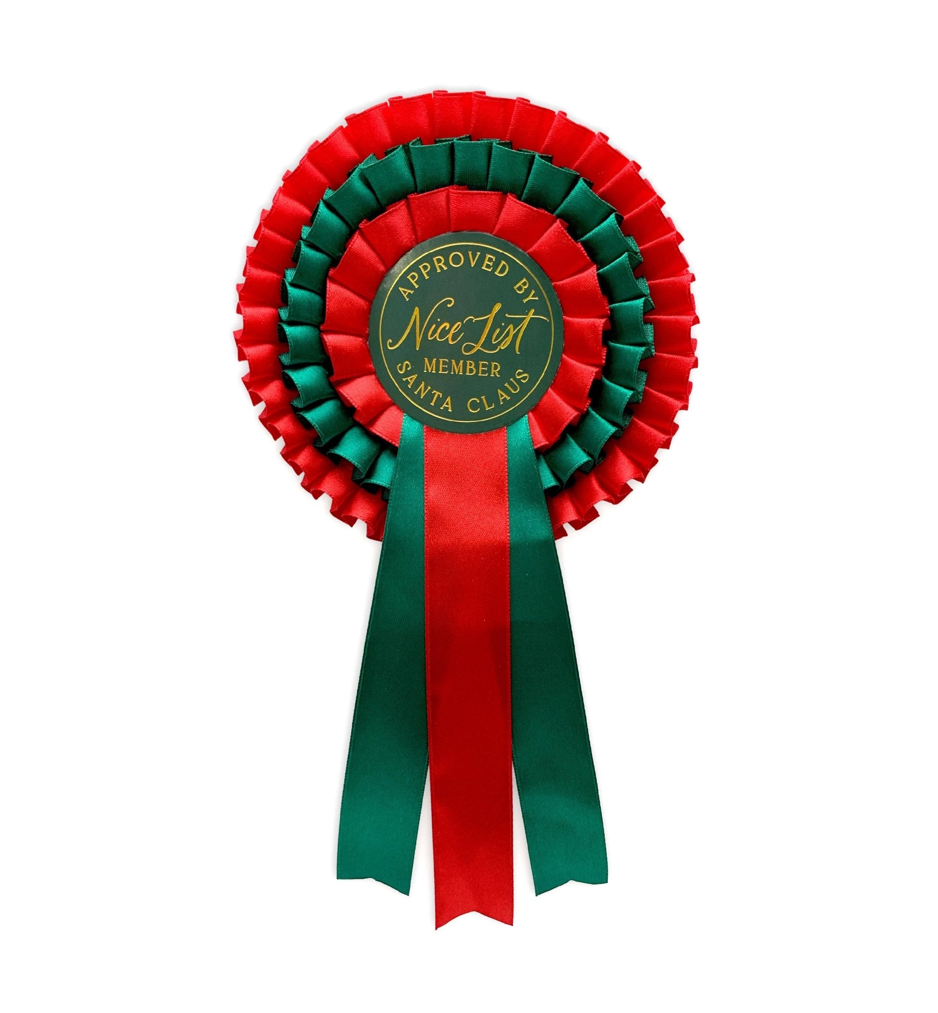 Nice List Member Christmas Rosette Badge Red/Green - Pure Apotheca
