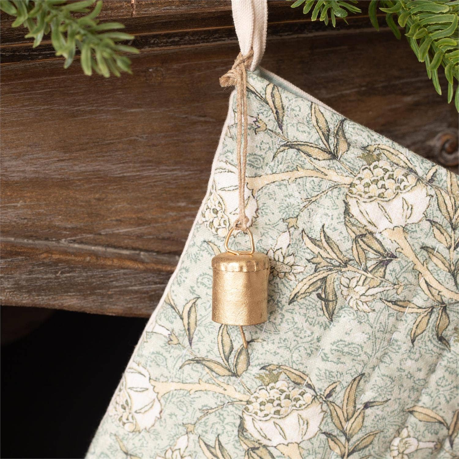 Noel Block Print Stocking With Bells - 3 Asstd - Pure Apotheca