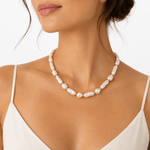 Nola Elongated Baroque Shell Pearl Gold Bead Necklace - Pure Apotheca