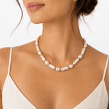 Nola Elongated Baroque Shell Pearl Gold Bead Necklace - Pure Apotheca