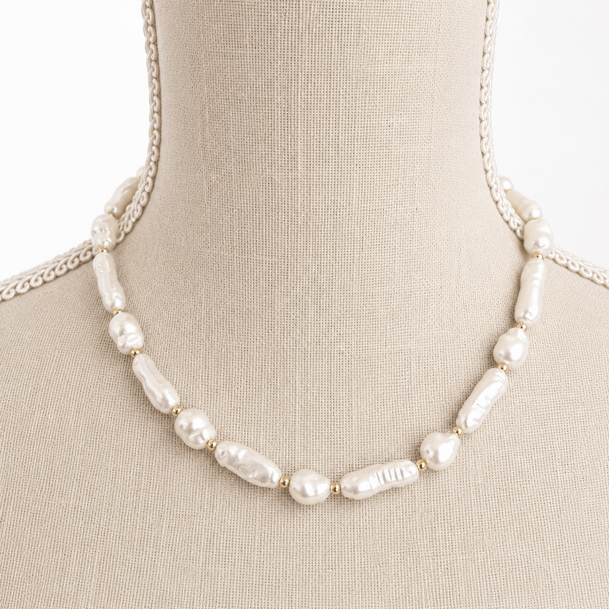 Nola Elongated Baroque Shell Pearl Gold Bead Necklace - Pure Apotheca