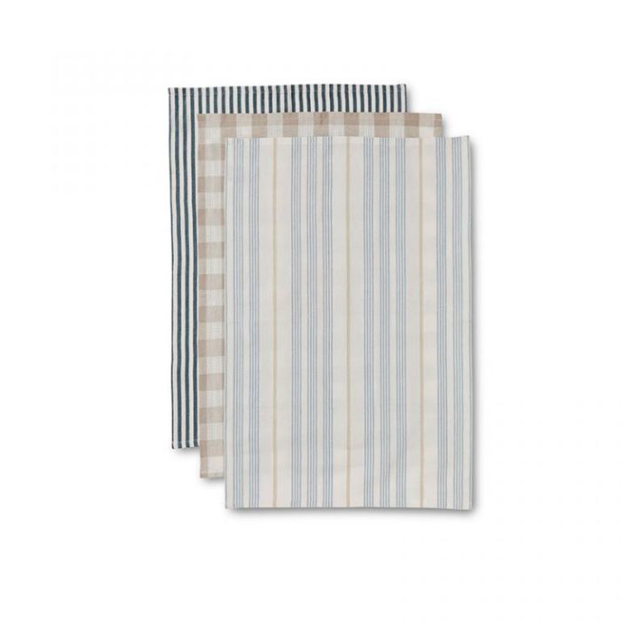 NOOSA BLUE/TAUPE STRIPE TEATOWEL 3PK - Pure Apotheca