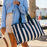 Noosa Canvas Beach Bag Navy Stripe - Pure Apotheca