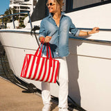 Noosa Canvas Beach Bag Red Stripe - Pure Apotheca