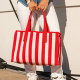 Noosa Canvas Beach Bag Red Stripe - Pure Apotheca