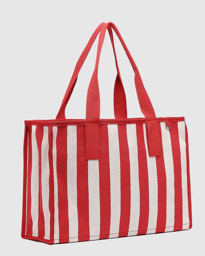 Noosa Canvas Beach Bag Red Stripe - Pure Apotheca