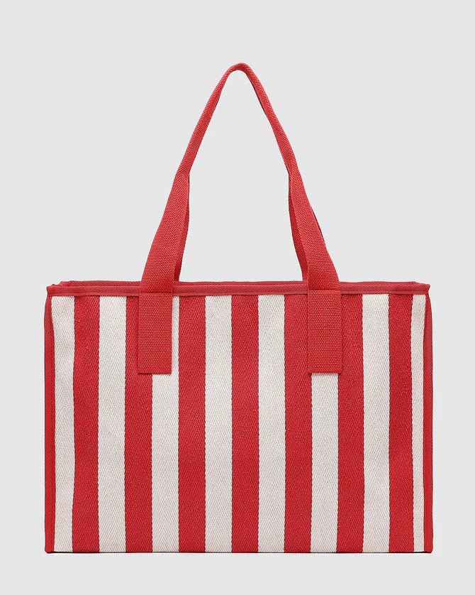 Noosa Canvas Beach Bag Red Stripe - Pure Apotheca