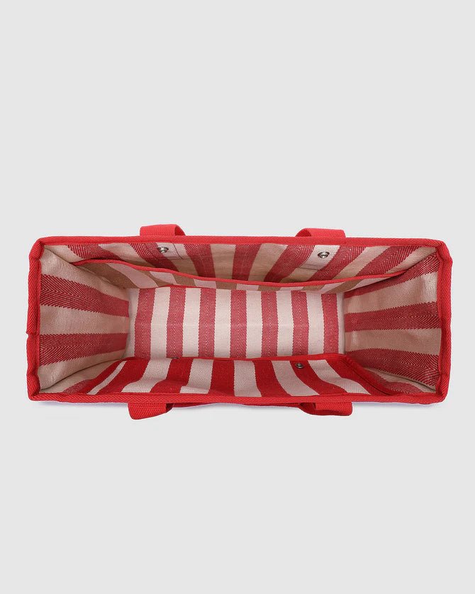 Noosa Canvas Beach Bag Red Stripe - Pure Apotheca