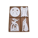 NORDIC PAPER WHITE HANGING DECORATIONS BOXED SET/24 - Pure Apotheca