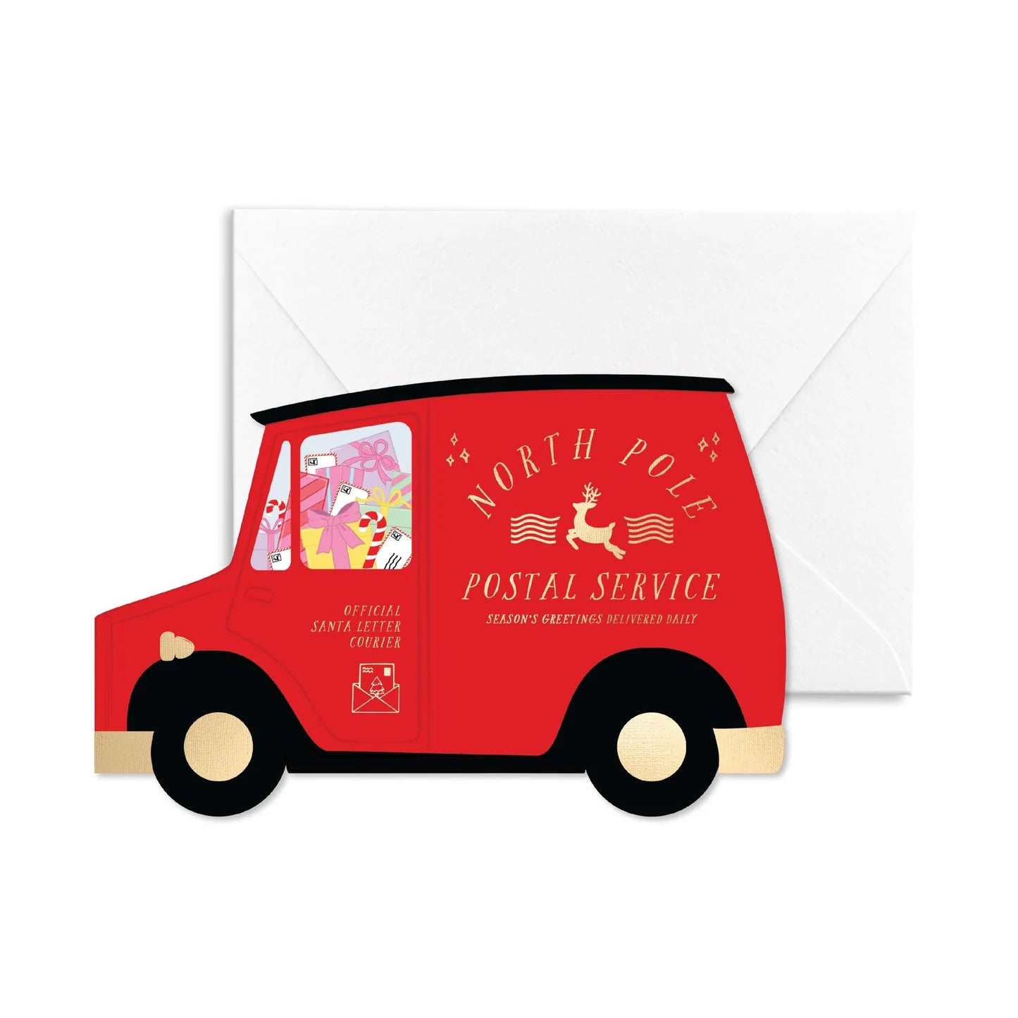 North Pole Postal Van Die Cut Christmas Greeting Card - Pure Apotheca