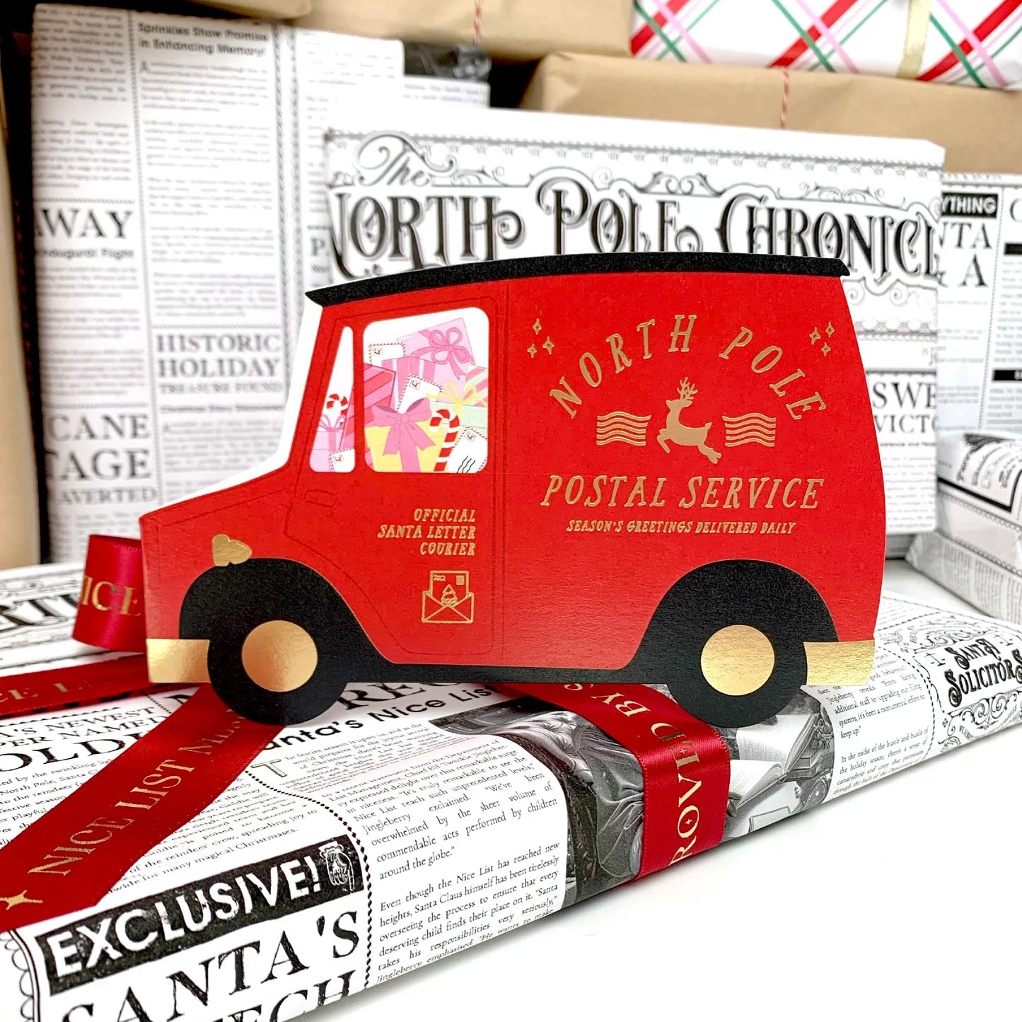 North Pole Postal Van Die Cut Christmas Greeting Card - Pure Apotheca