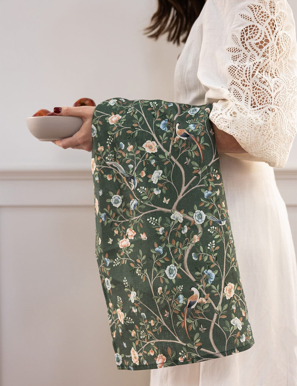 Olive Camellia Tree Linen Tea Towel - Pure Apotheca