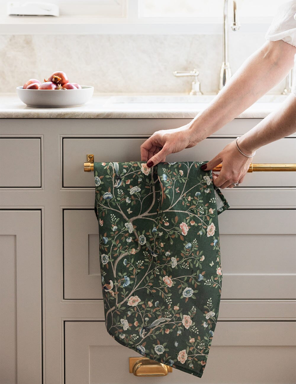 Olive Camellia Tree Linen Tea Towel - Pure Apotheca