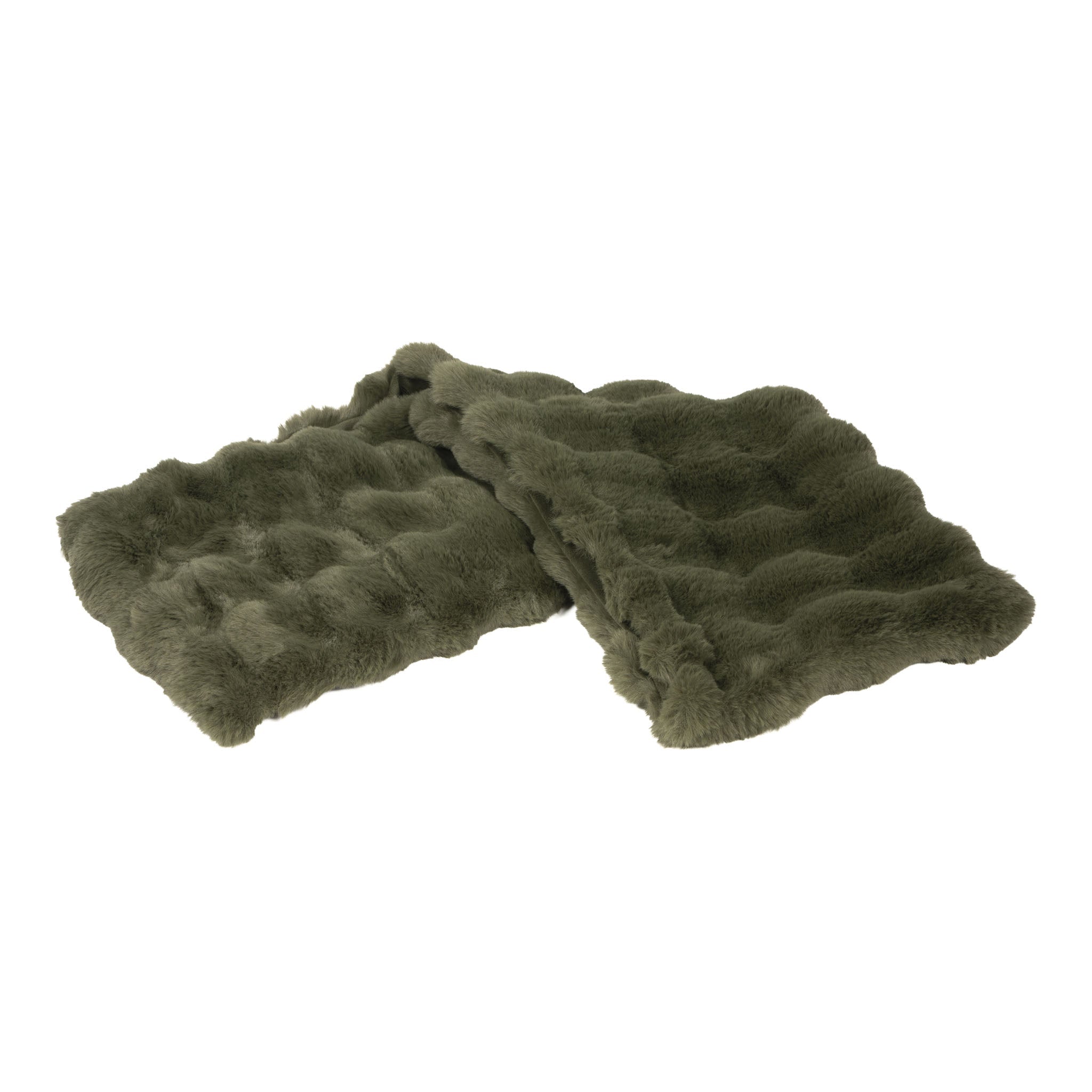 Olive Faux Fur Table Runner 150x30cm - Pure Apotheca