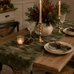Olive Faux Fur Table Runner 150x30cm - Pure Apotheca