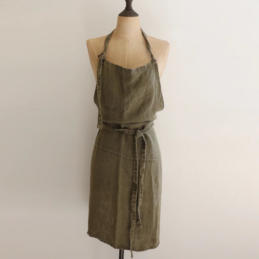 Olive Green Vintners Linen Apron - Pure Apotheca