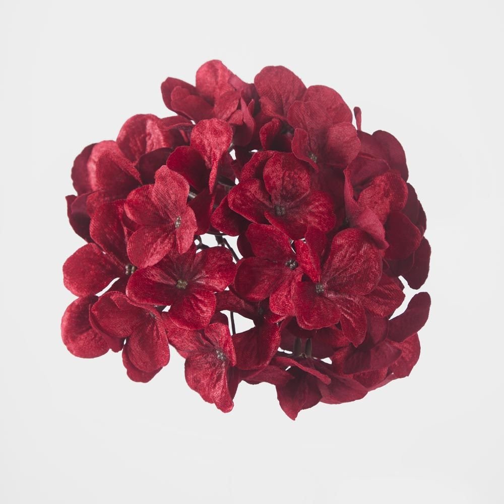 Opulence Velvet Hydrangea Flower Clip On Red - Pure Apotheca