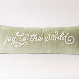 Joy To The World Sage Green Velvet Pillow