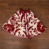 Heirloom Crewelwork Red Floral Tree Skirt
