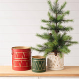 Traditional Holiday Drum Metal Buckets - Set of 3